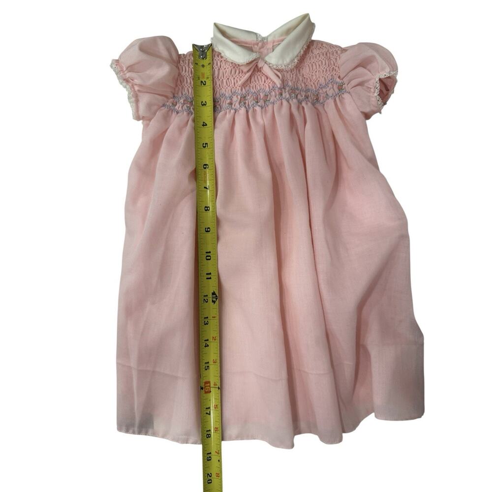 Vintage Handmade Smocked Pink Baby Dress – Heirloom Style – 12M (Fits 12–18M) - Picture 6 of 6